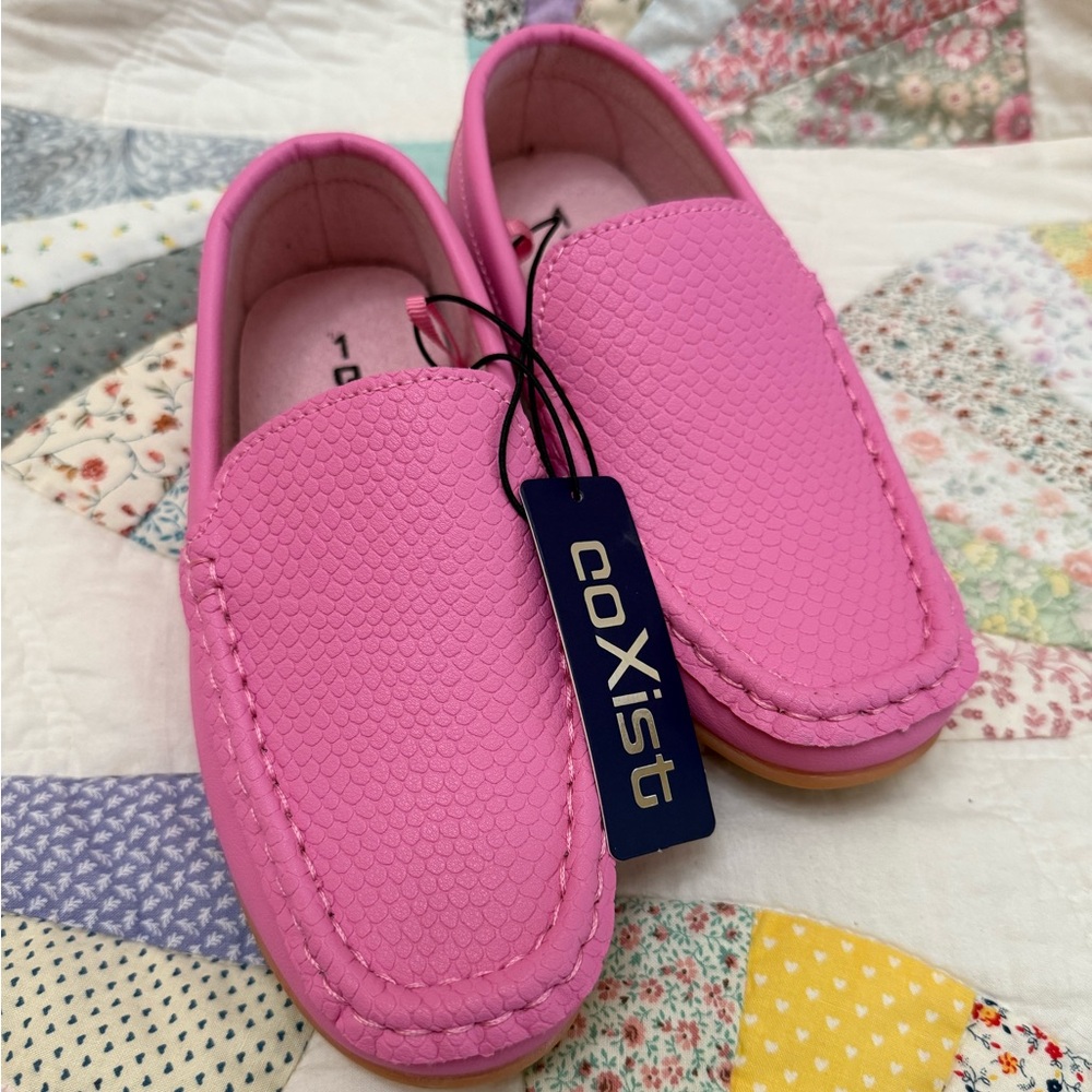 Girls slip on size one US hot pink designer shoes
